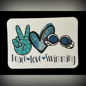 Peace Love Swimming Rectangle Refrigerator Magnet Multicolor New